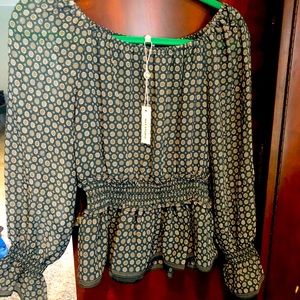 Max Studio Green Long Sleeve Blouse -Size Small